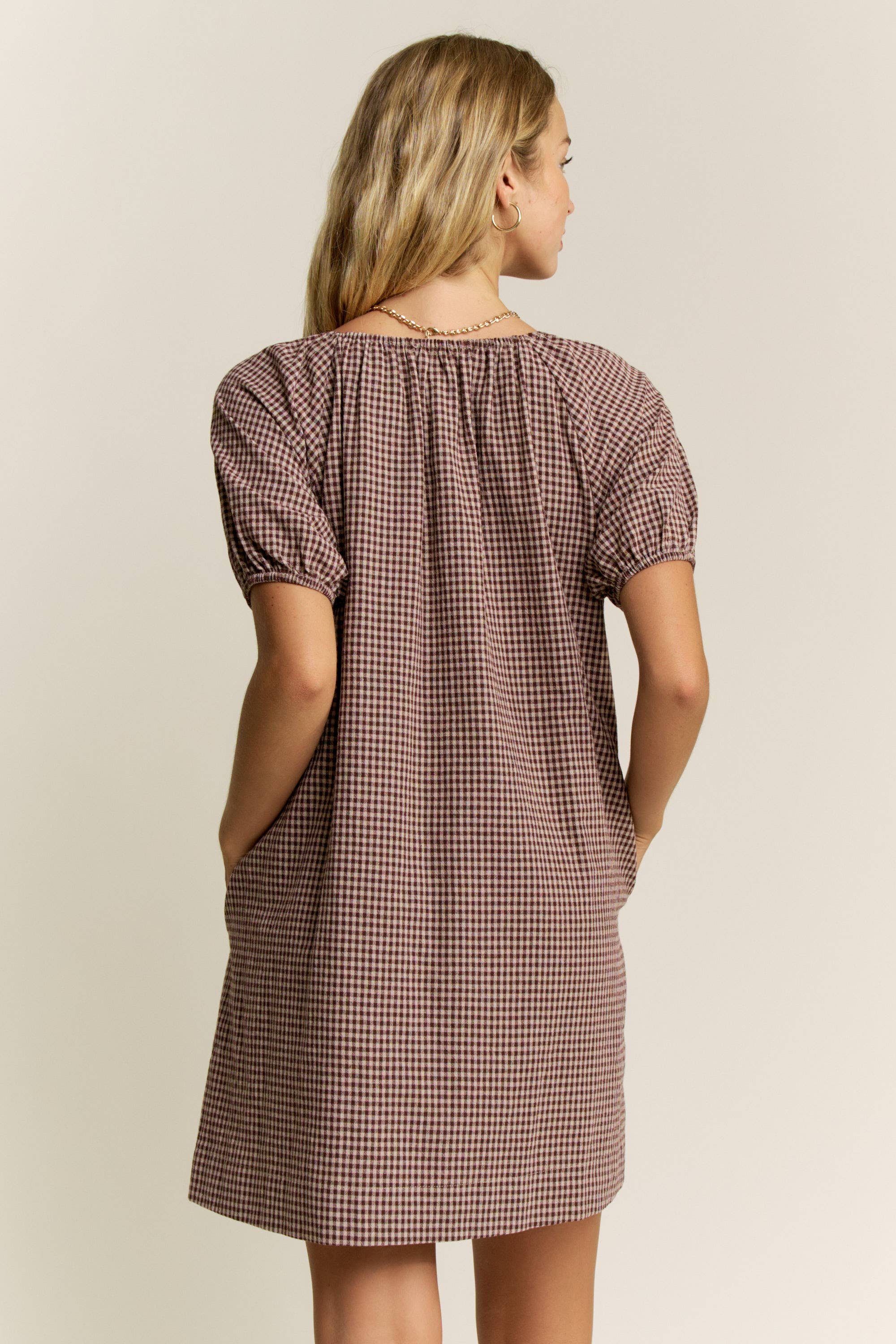 Sutton Gingham Puff Sleeve Dress