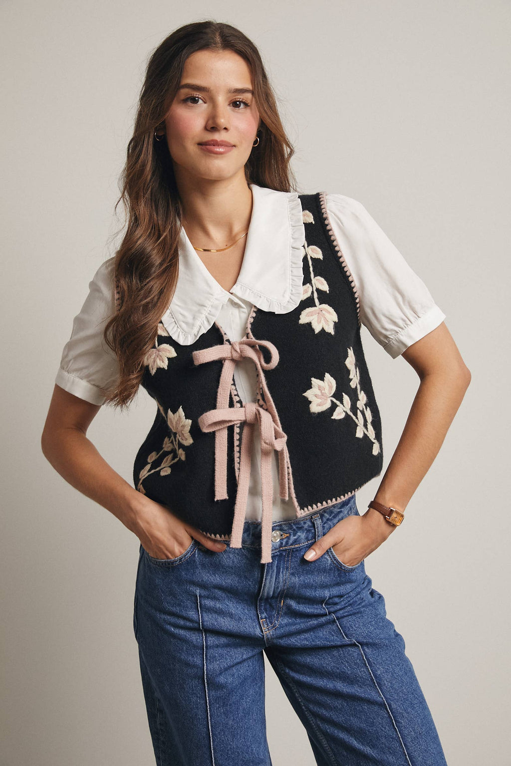 Etta Tie-Front Knit Vest
