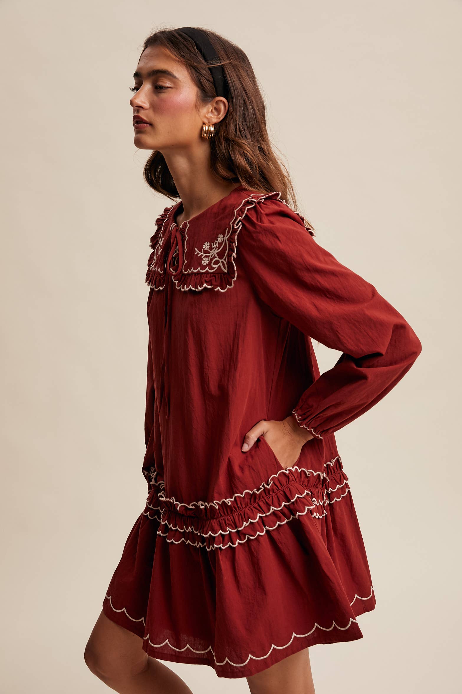 Rita Embroidered Ruffle Dress