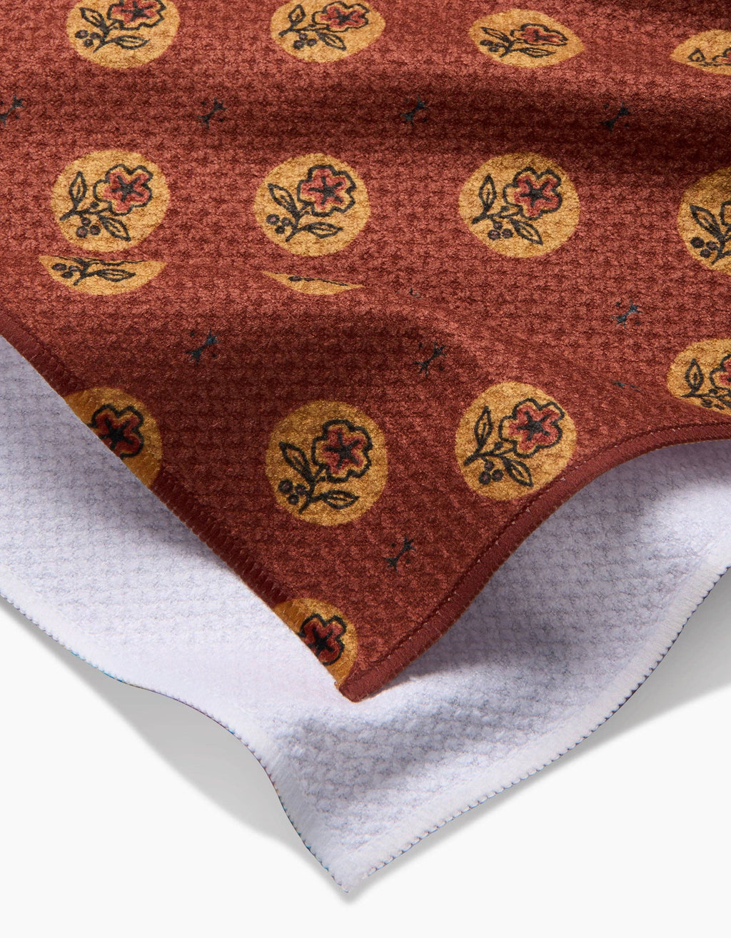 Burnt Orange Floral Tea Towel