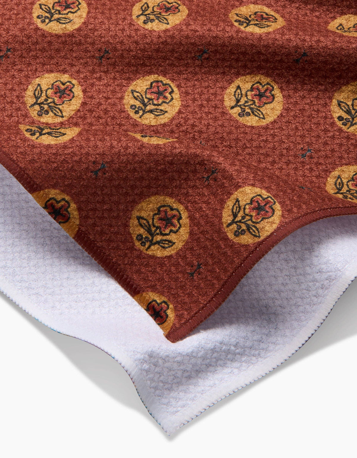Burnt Orange Floral Tea Towel
