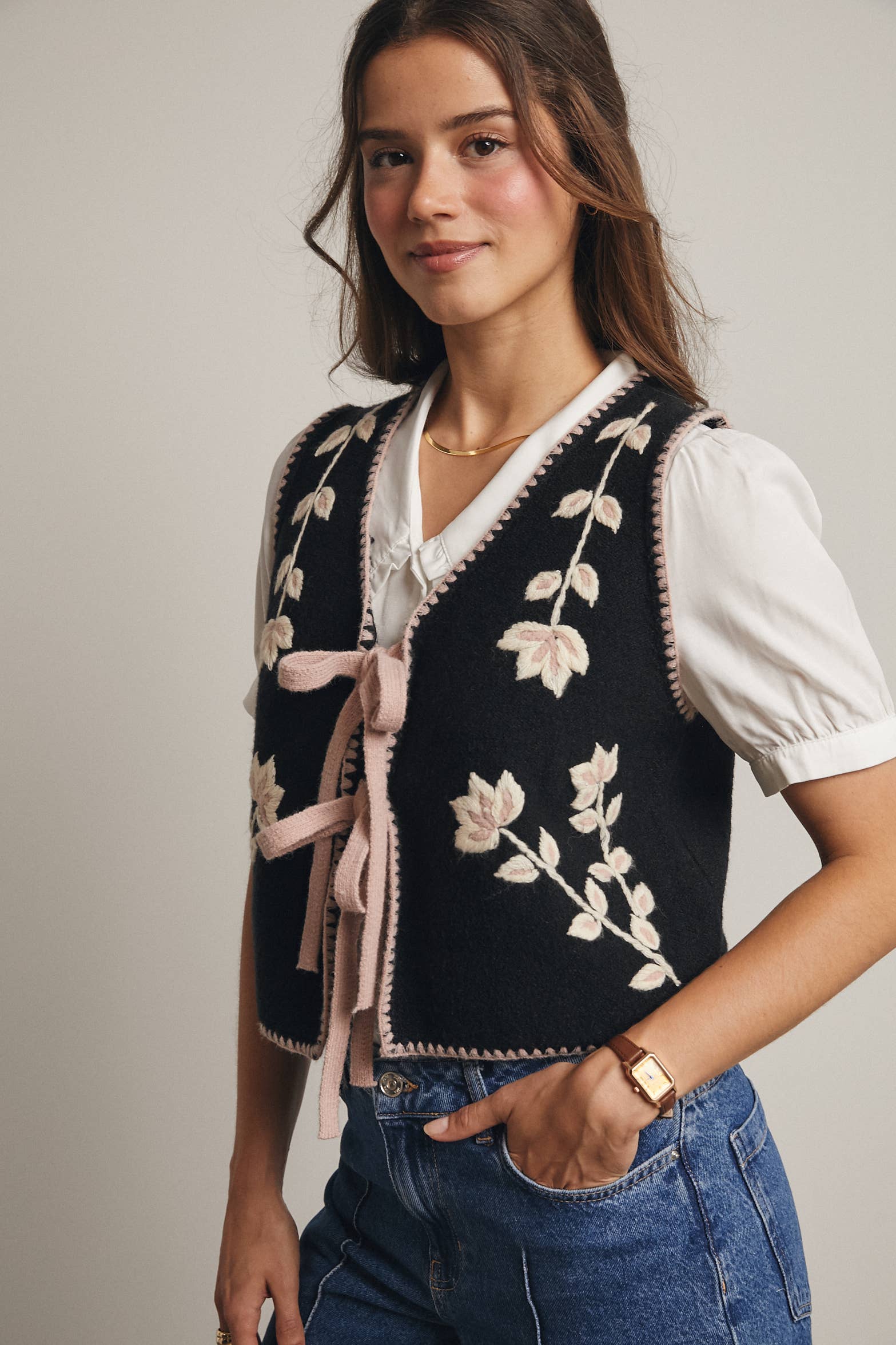 Etta Tie-Front Knit Vest