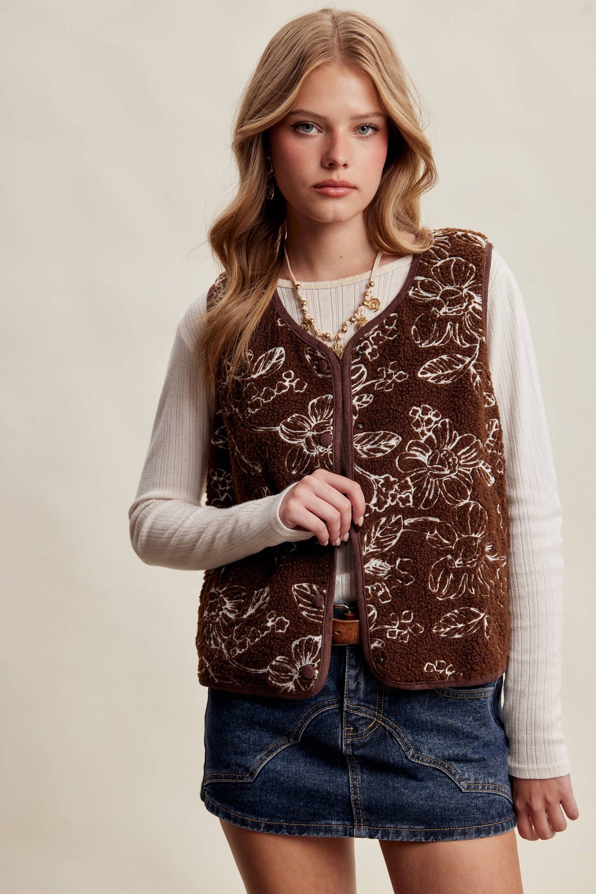 Leighton Floral Sherpa Vest