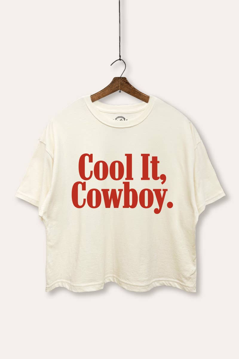"COOL IT COWBOY" Boxy Crop Top