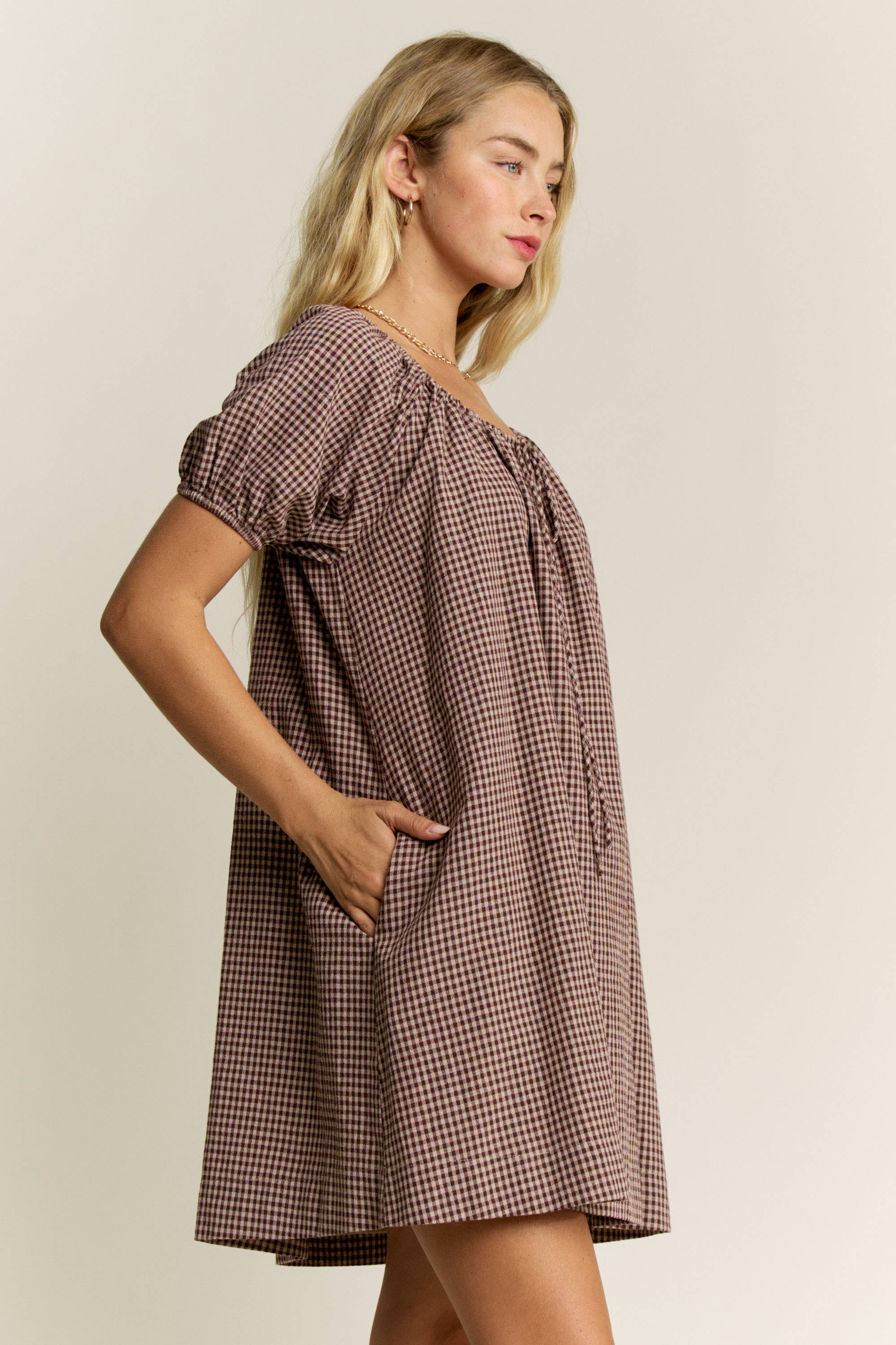 Sutton Gingham Puff Sleeve Dress