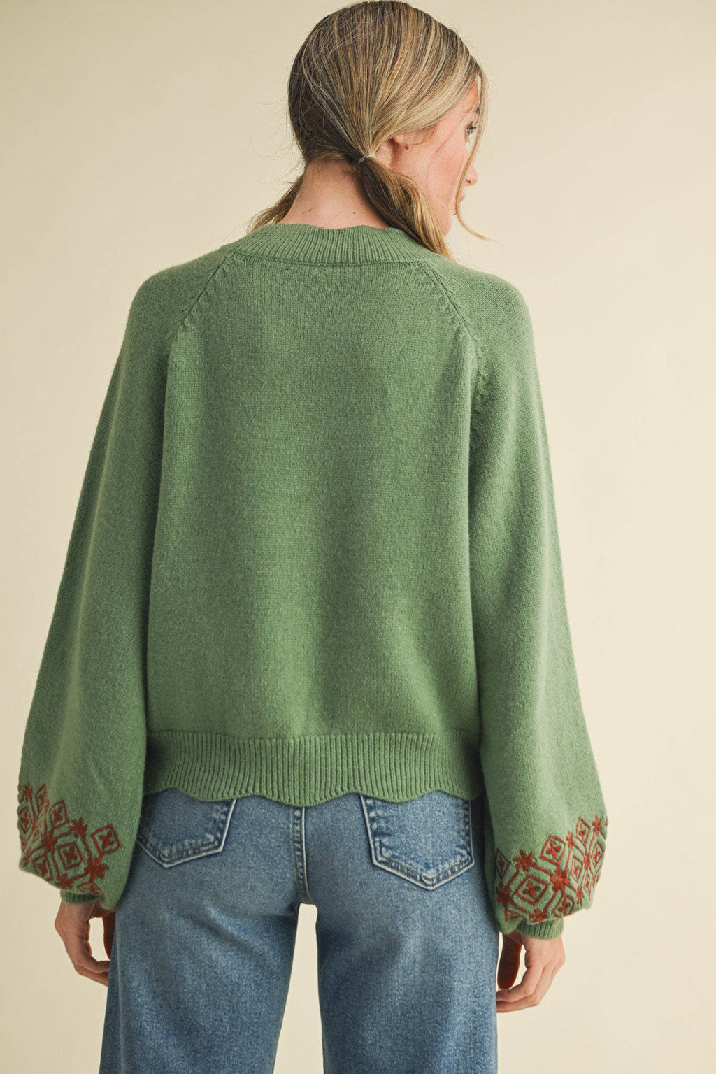 Quinn Scalloped Mock Neck Sweater