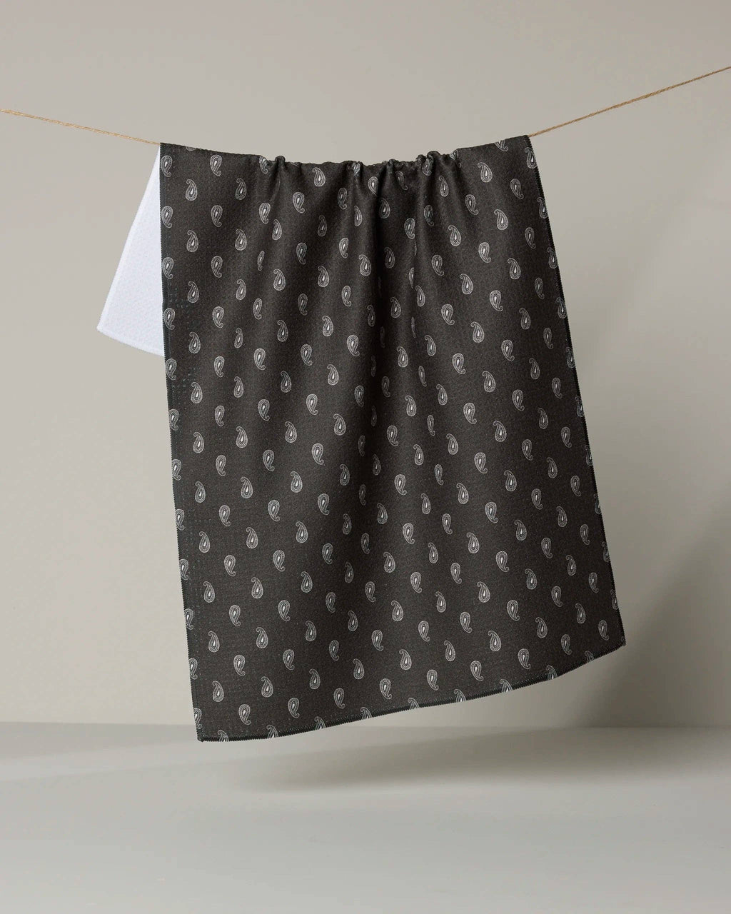 Charcoal Paisley Tea Towel