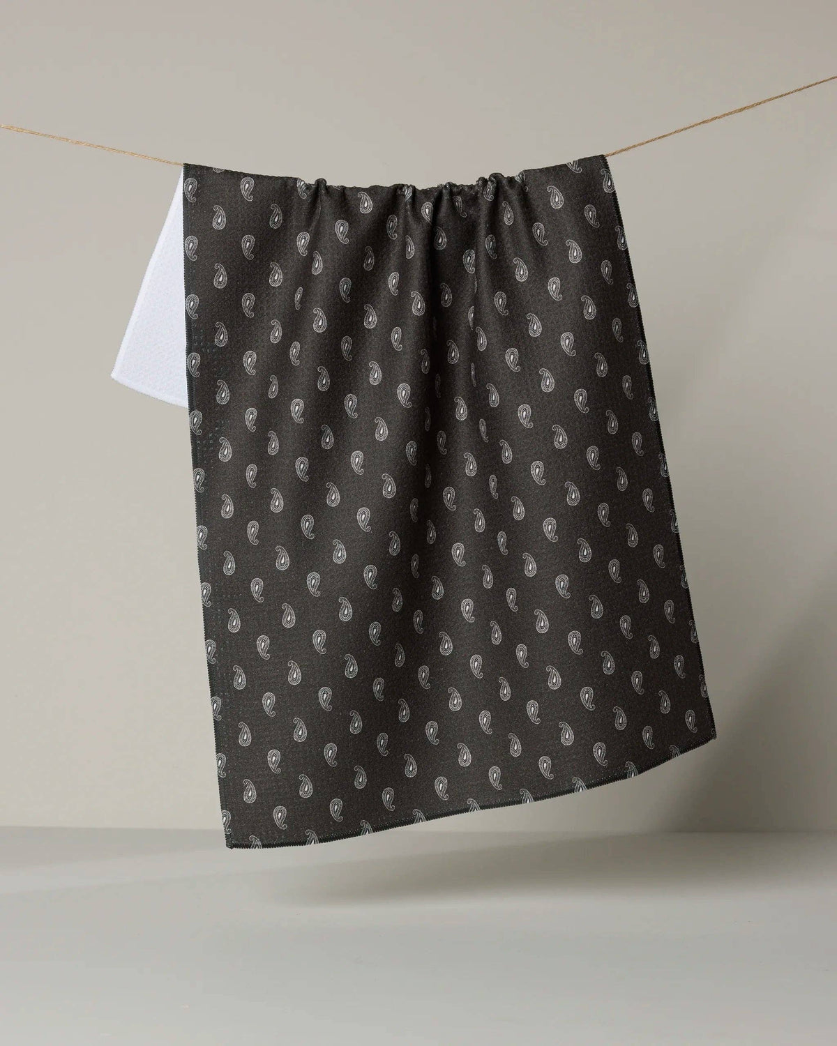 Charcoal Paisley Tea Towel