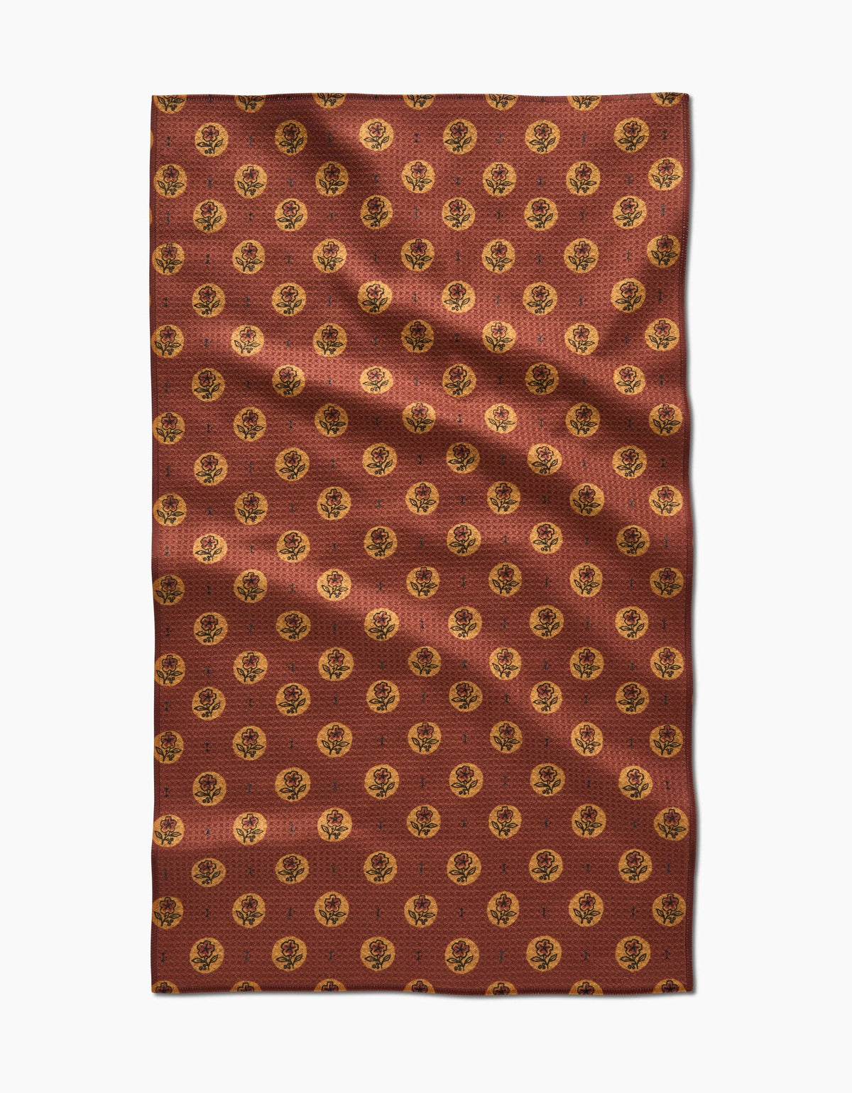 Burnt Orange Floral Tea Towel