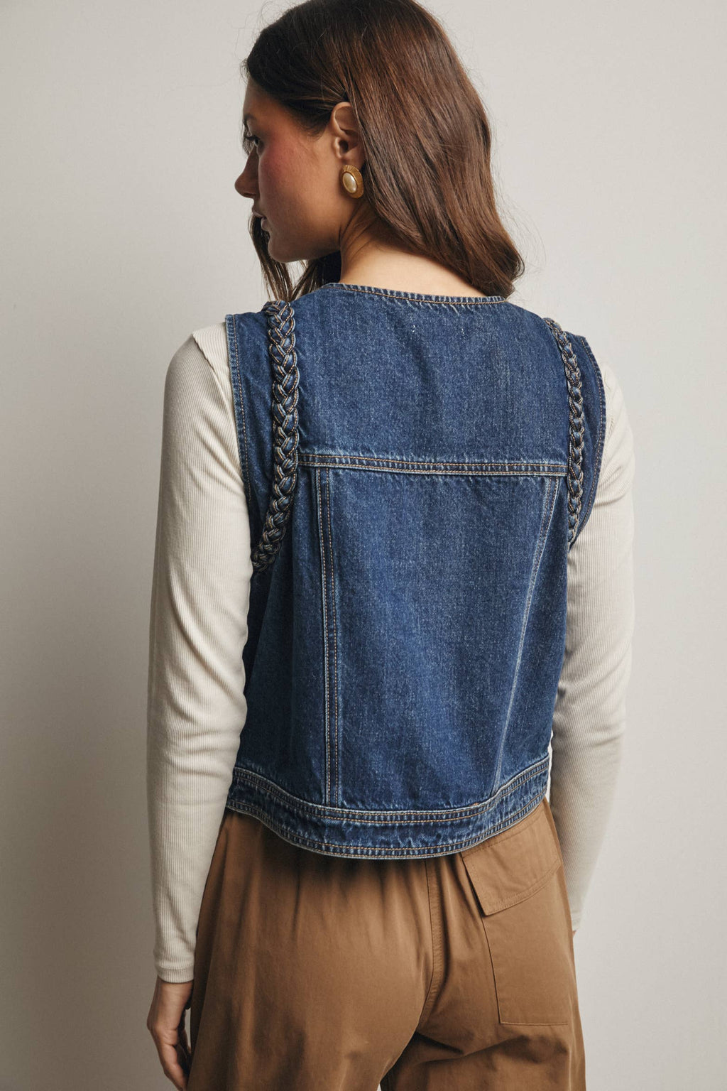 Frances Braided Denim Vest