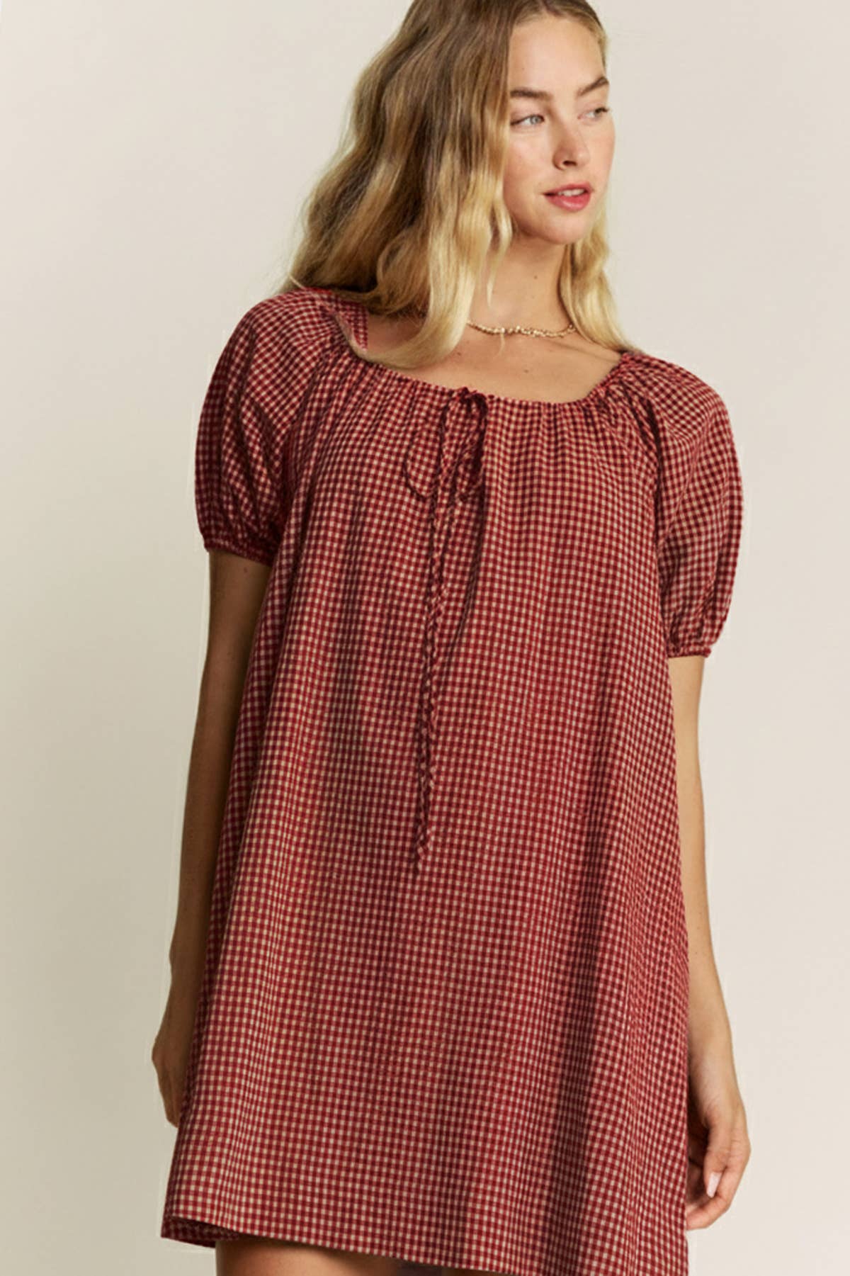 Sutton Gingham Puff Sleeve Dress
