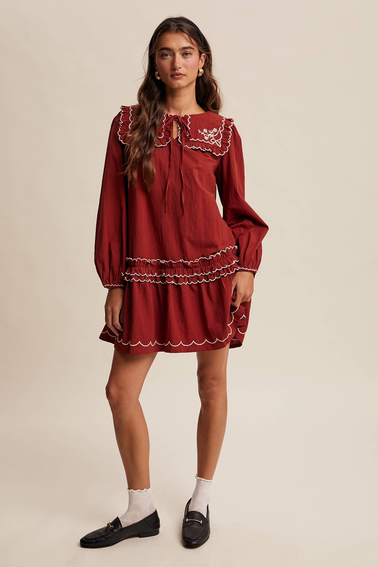 Rita Embroidered Ruffle Dress