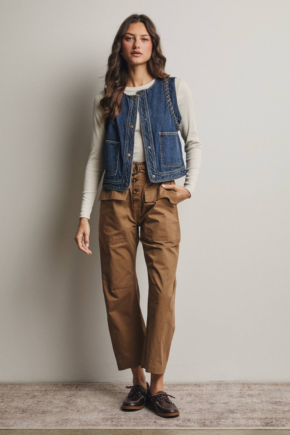 Frances Braided Denim Vest