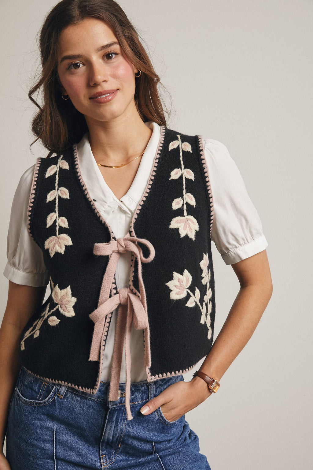 Etta Tie-Front Knit Vest