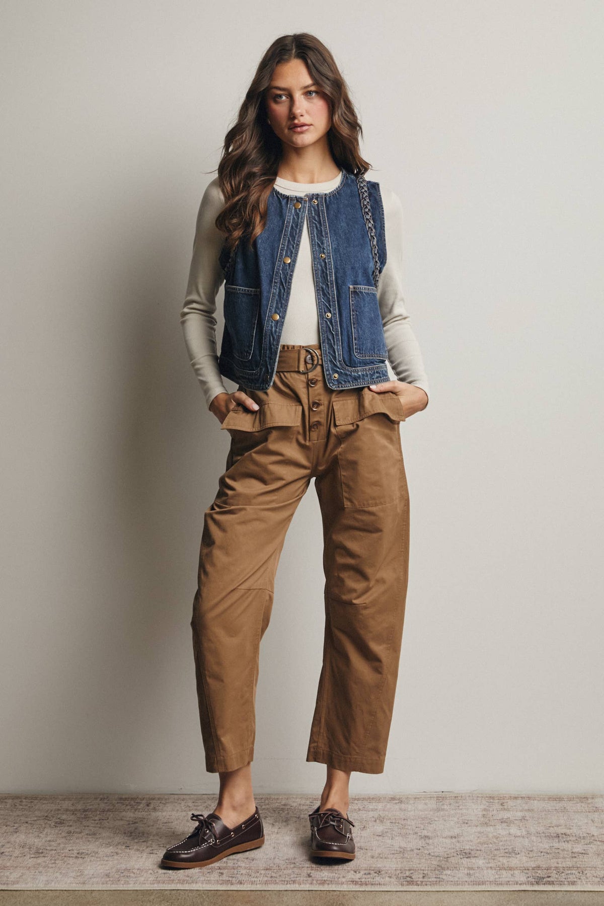 Frances Braided Denim Vest