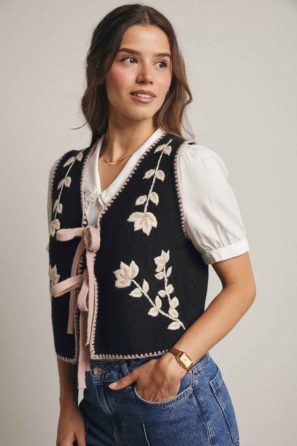 Etta Tie-Front Knit Vest