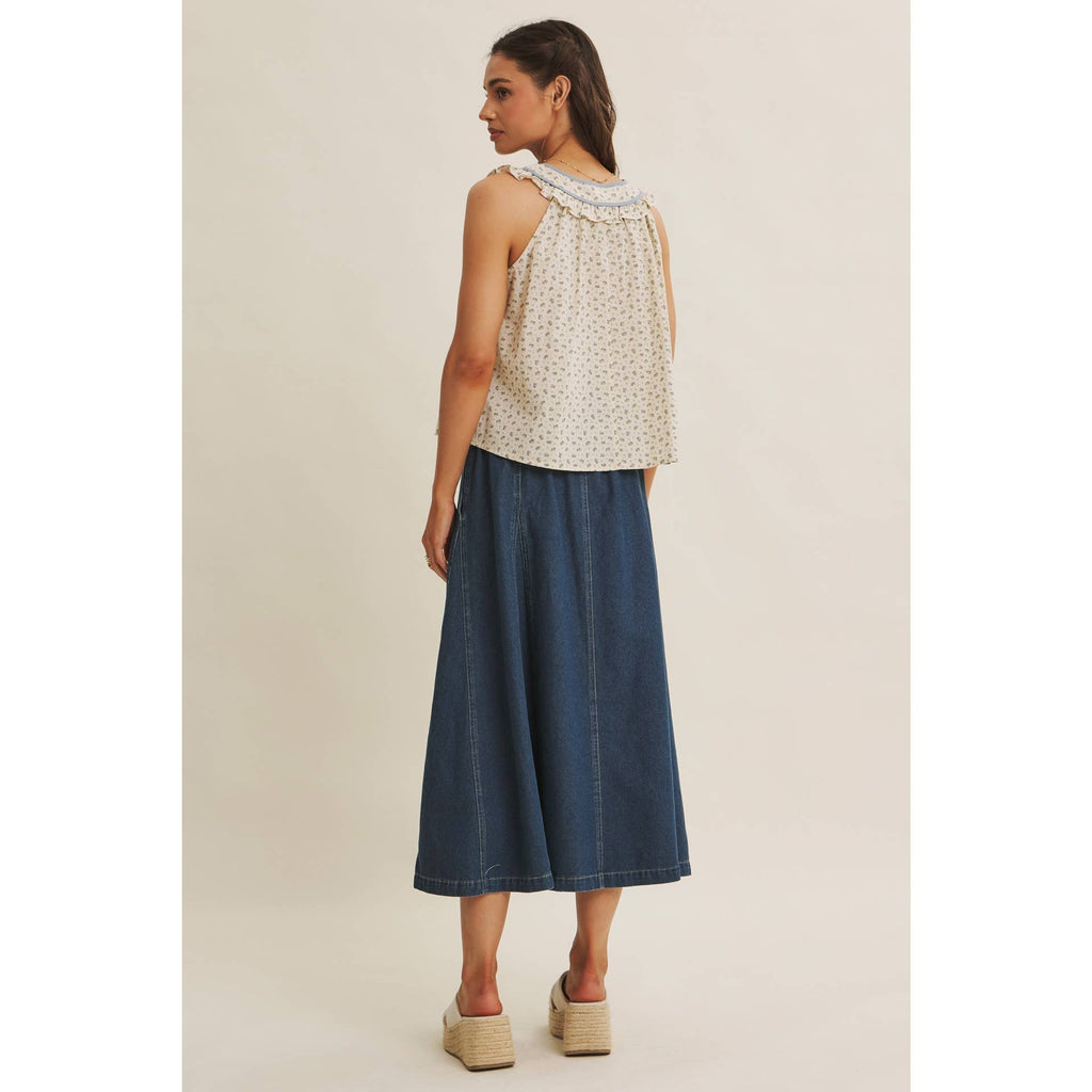 Mira Antique Floral Ruffle Tank