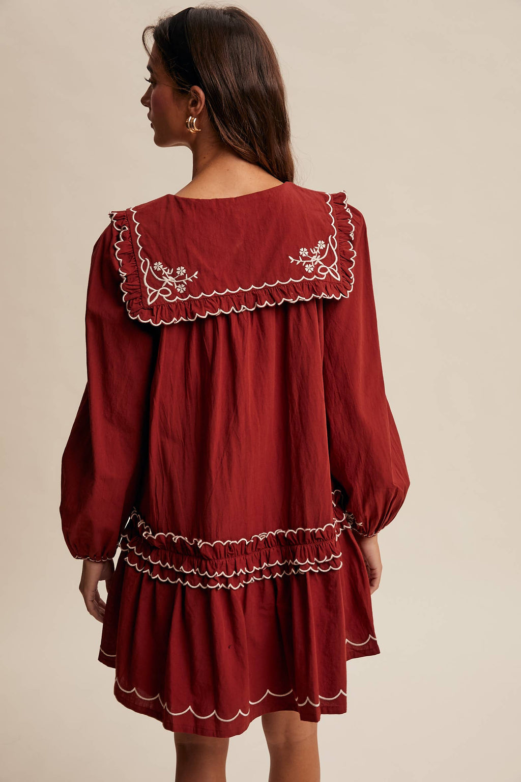 Rita Embroidered Ruffle Dress
