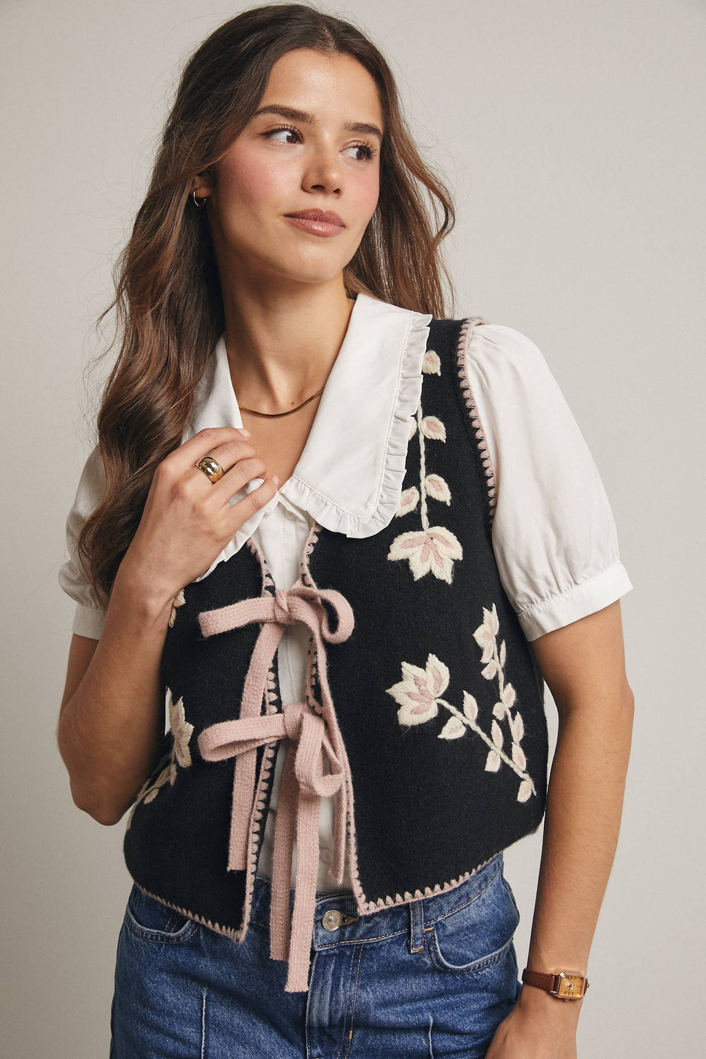Etta Tie-Front Knit Vest