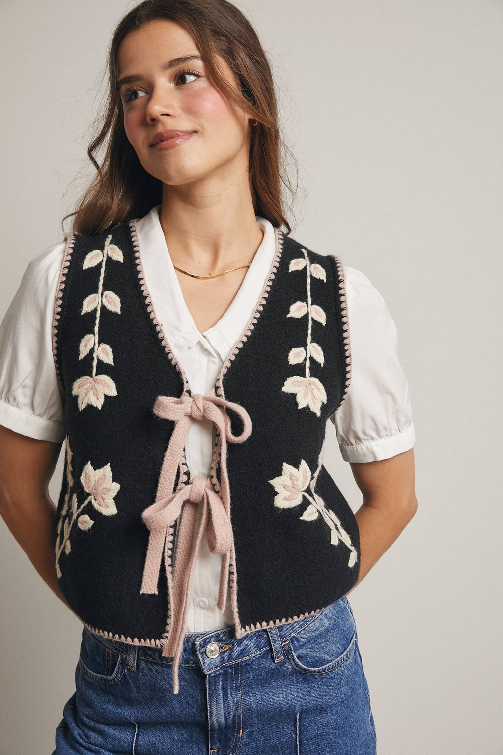 Etta Tie-Front Knit Vest