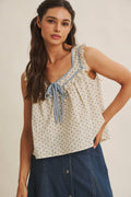 Mira Antique Floral Ruffle Tank