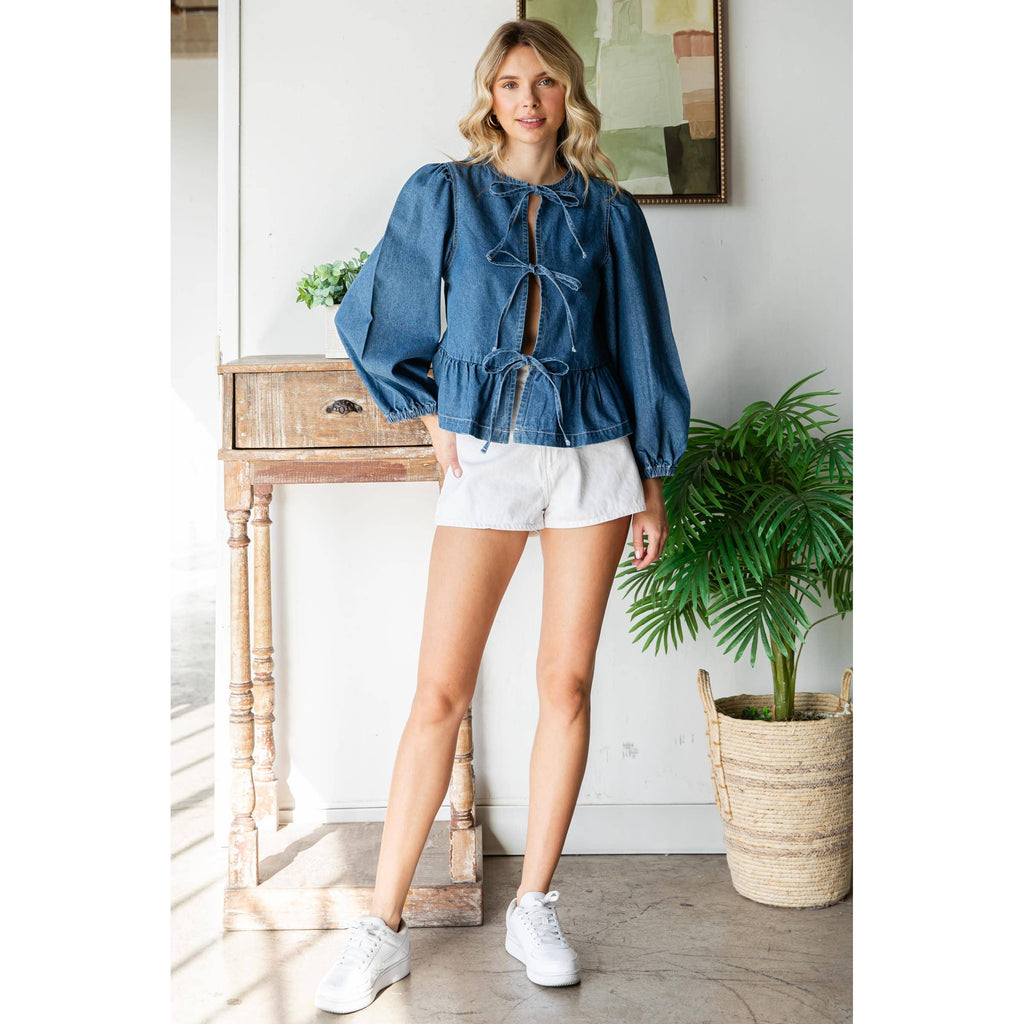 Opal Tie Front Denim Top