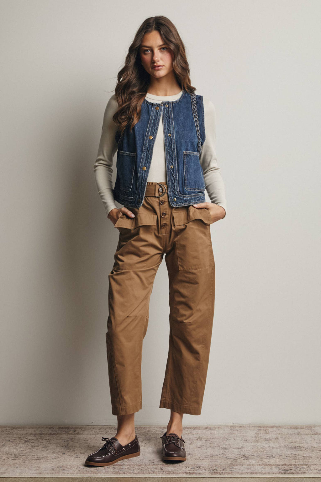Frances Braided Denim Vest