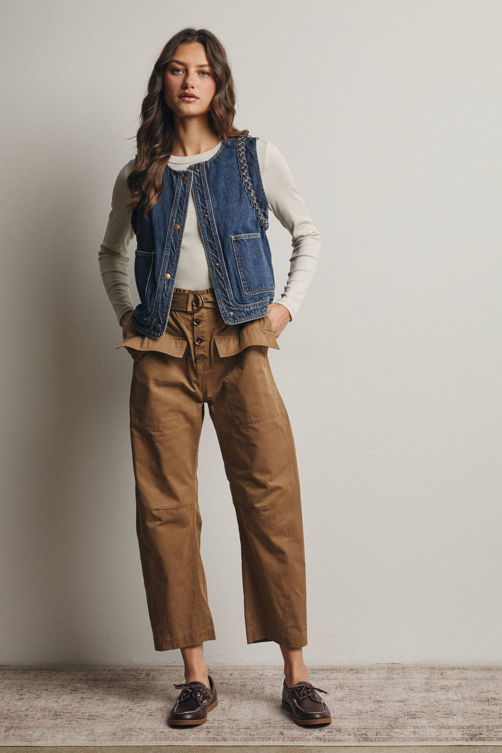 Frances Braided Denim Vest