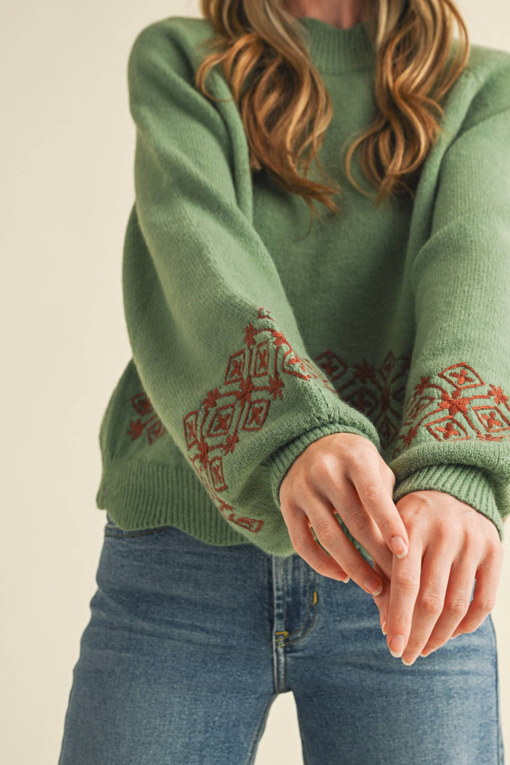 Quinn Scalloped Mock Neck Sweater