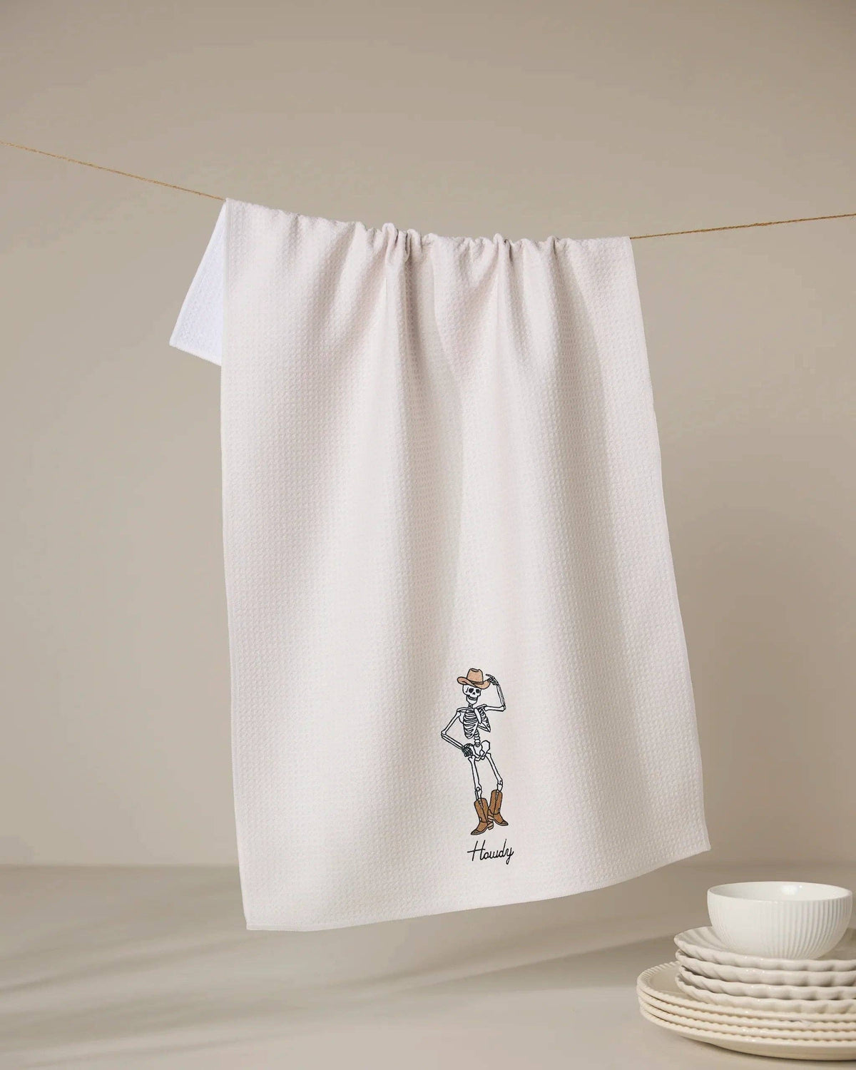 Howdy Skeleton Tea Towel