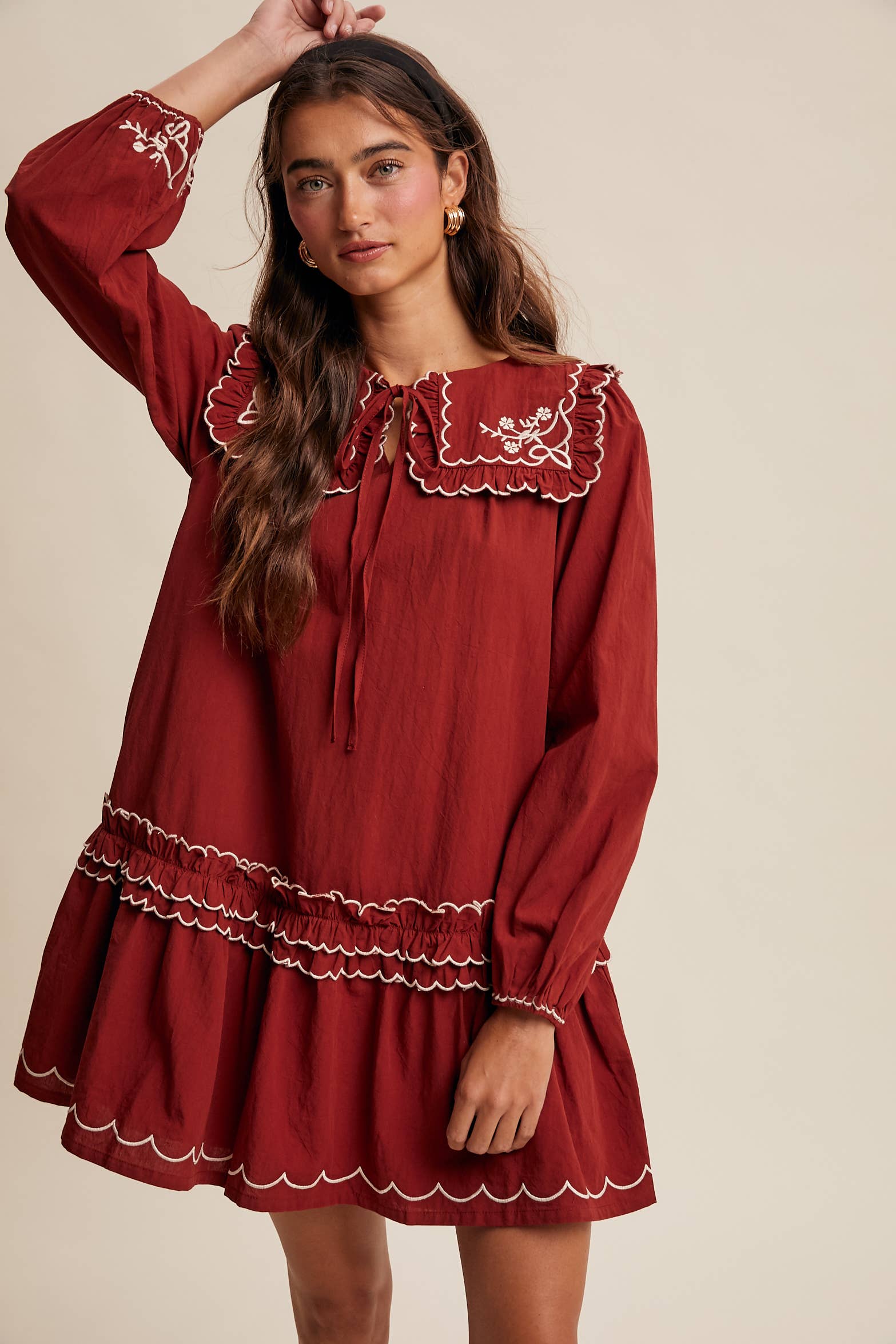 Rita Embroidered Ruffle Dress