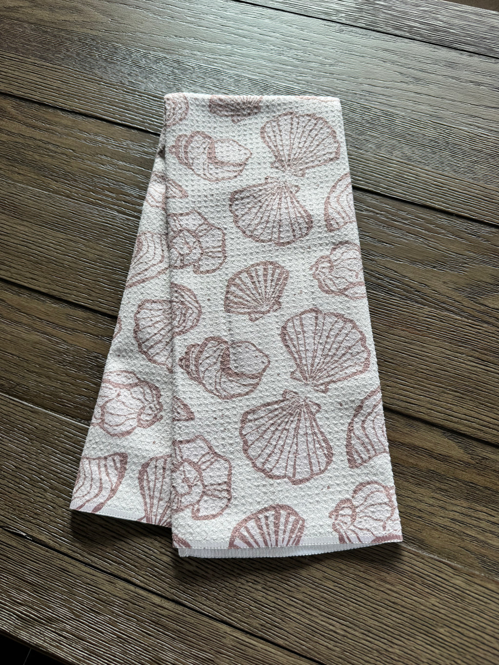 Retro Coastal Seashells in Neutral Tea Towel