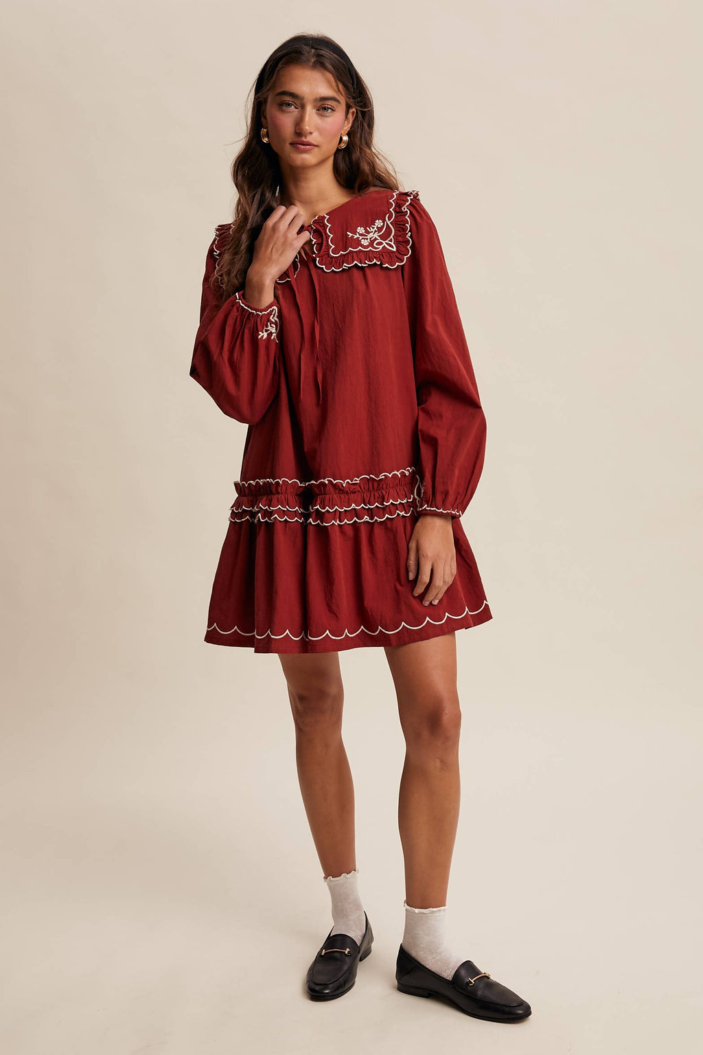 Rita Embroidered Ruffle Dress