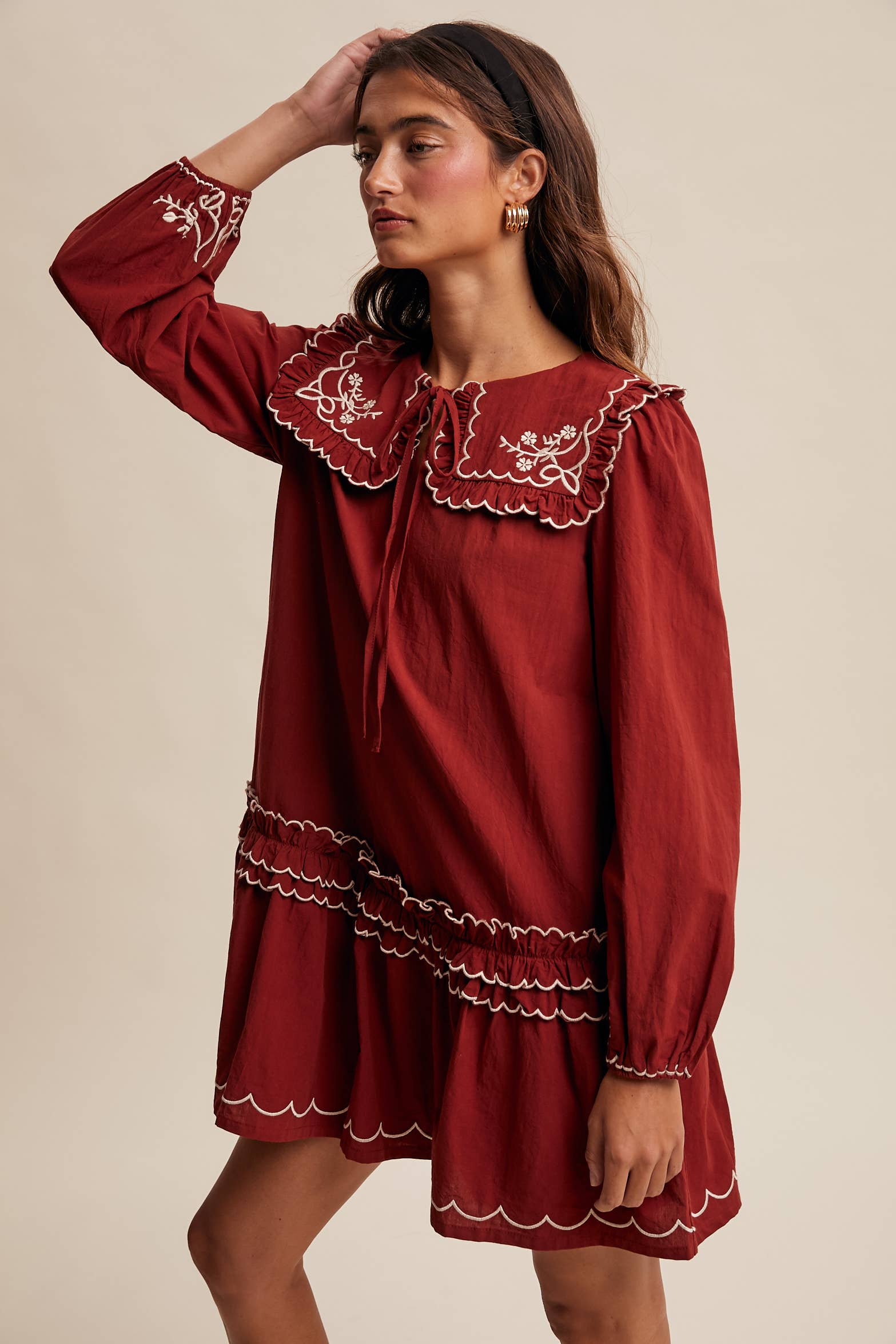 Rita Embroidered Ruffle Dress