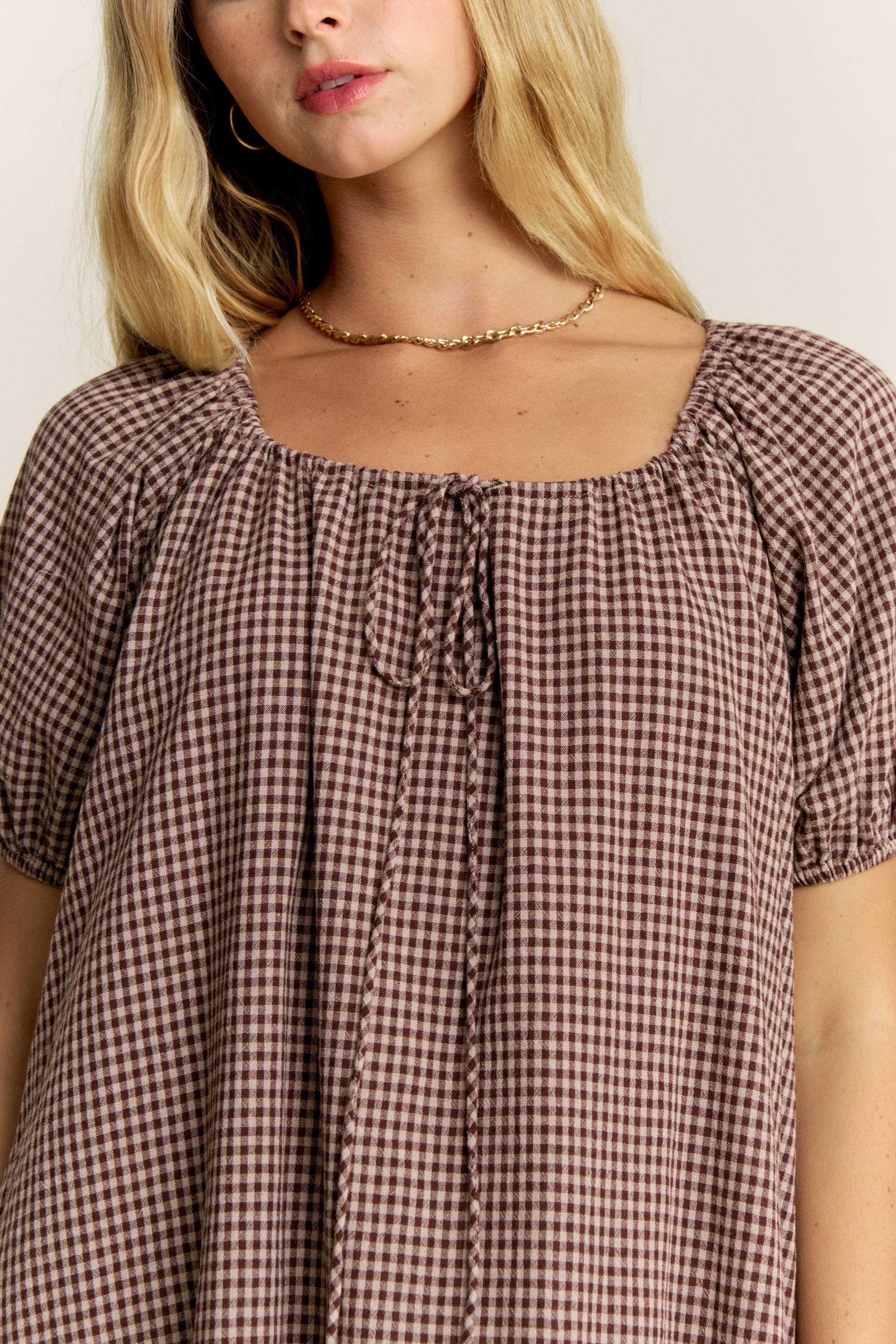 Sutton Gingham Puff Sleeve Dress