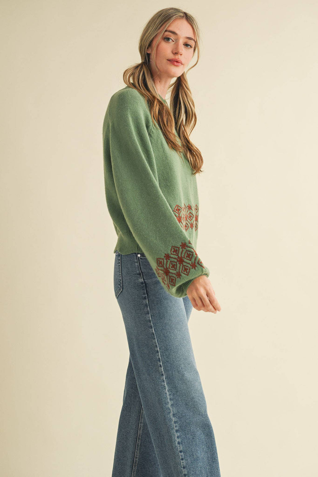 Quinn Scalloped Mock Neck Sweater