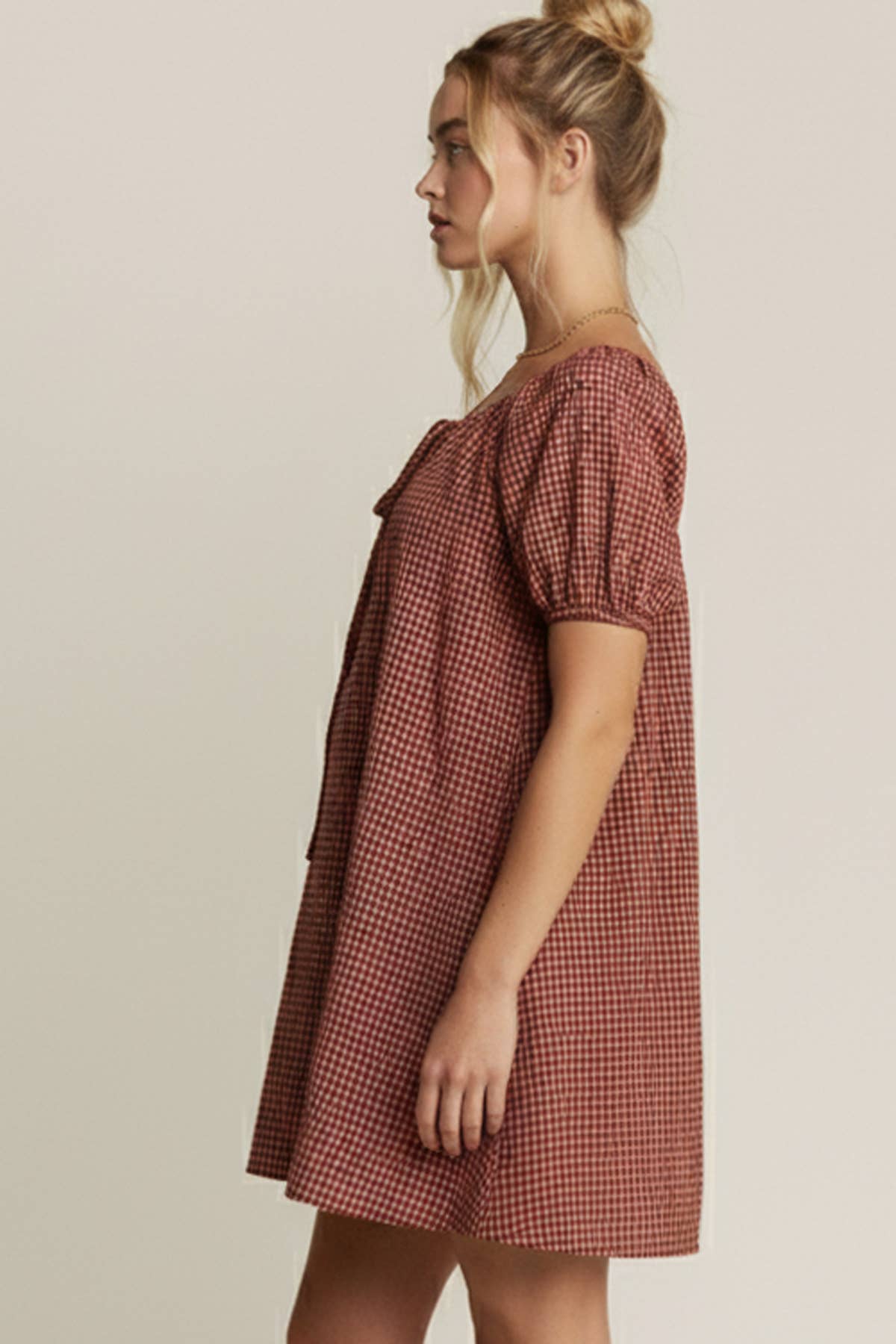Sutton Gingham Puff Sleeve Dress