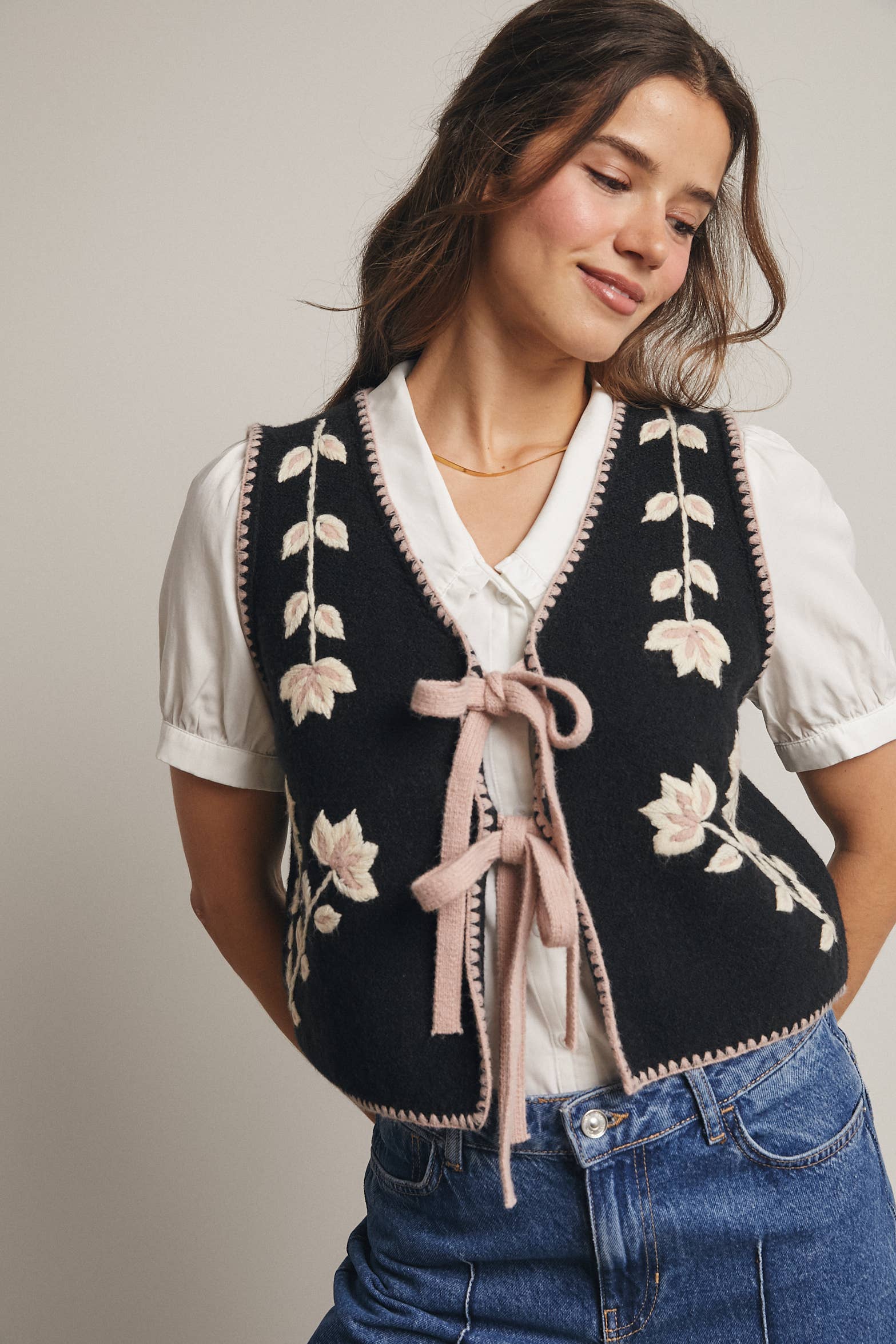 Etta Tie-Front Knit Vest