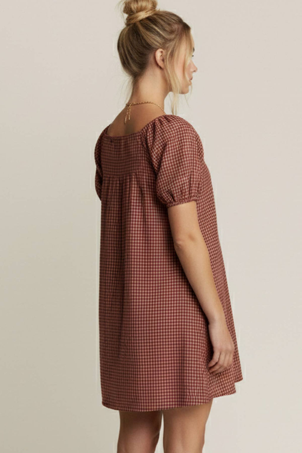 Sutton Gingham Puff Sleeve Dress