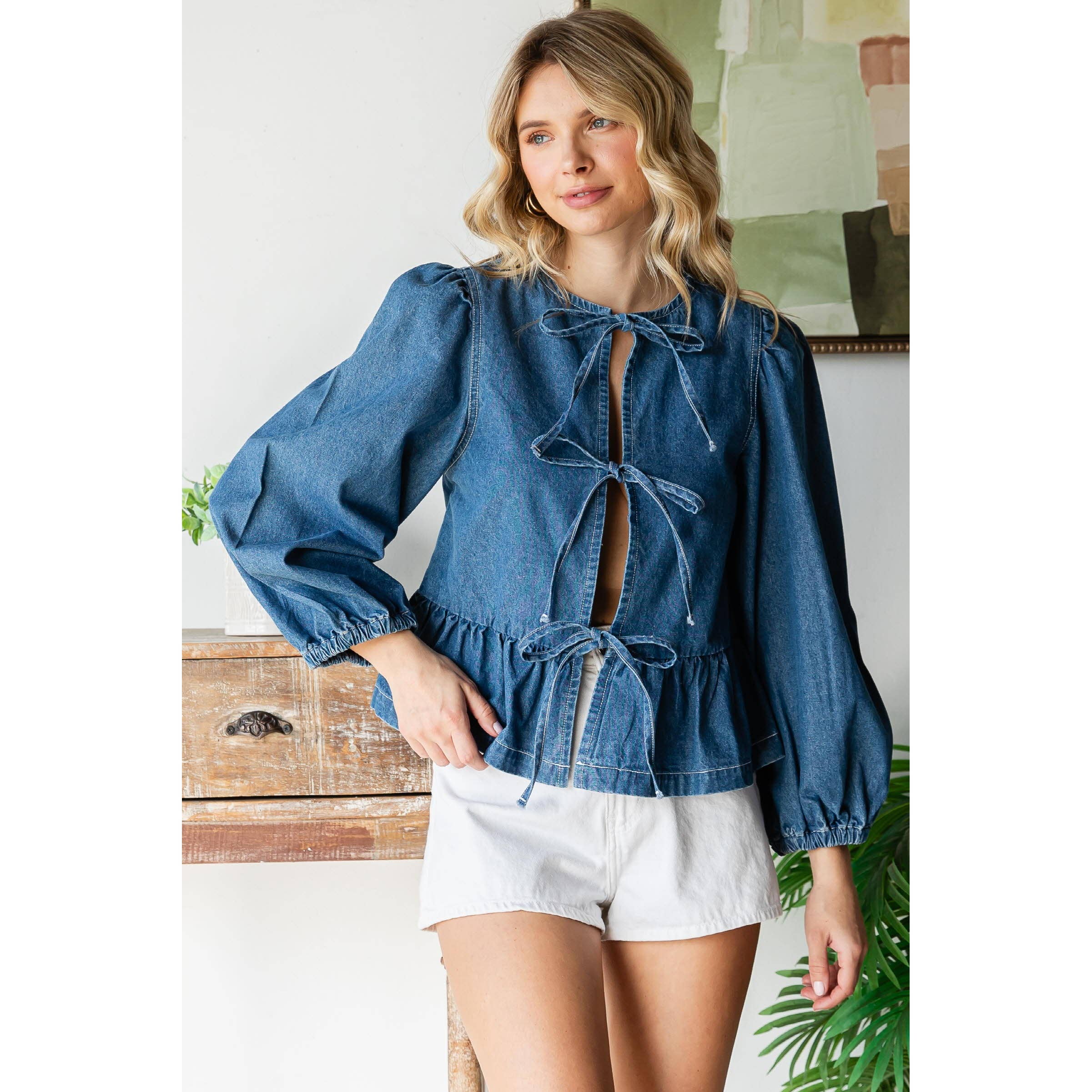 Opal Tie Front Denim Top