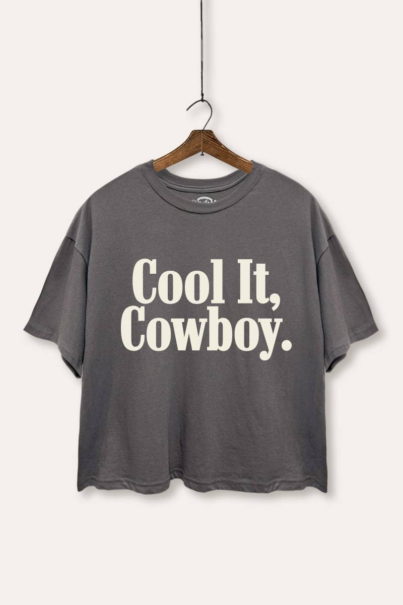 "COOL IT COWBOY" Boxy Crop Top